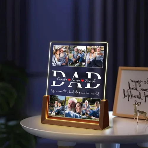 Vista 6 de Regalos de cumpleaños personalizados para el día del padre, para papá, de hija, hijo, esposa, marco de fotos con placa acrílica personalizada