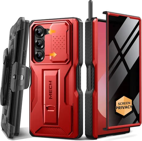 Vista 10 de TONGATE - Funda para Z Fold 5, con ranura para S Pen y pantalla de privacidad, color negro Kickstand & Belt Clip, Anti-Spy, Holster, Hinge