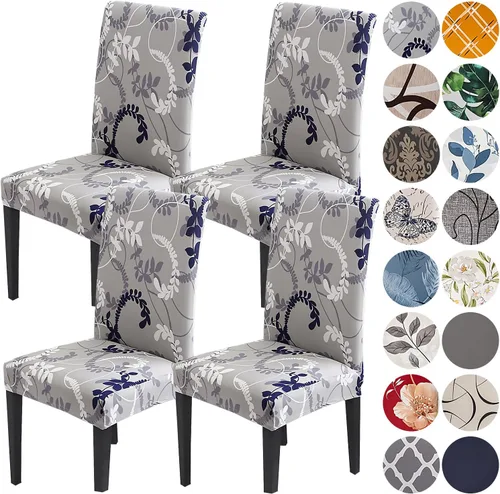 Vista 81 de HZDHCLH Juego de 4 fundas para sillas de comedor color burdeos, fundas elásticas de elastano para sillas Parsons, paquete de 4, fundas de asiento