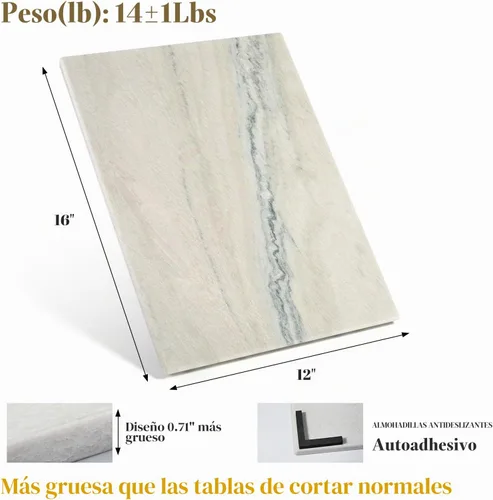 Vista 2 de Koville Tabla de cortar de granito para cocina, tabla grande de quesos de losa de mármol de 16 x 12 pulgadas, tabla de servir rectangular