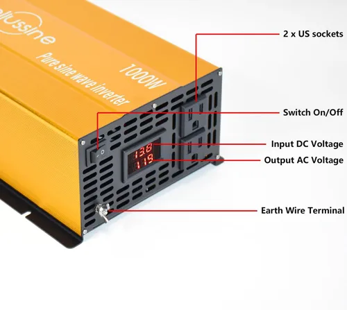 Vista 2 de Inversor de onda sinusoidal pura de 1000 W, convertidor de corriente de 48 V CC a 110 V 120 V CA con 2 salidas de CA, inversor de corriente de 48