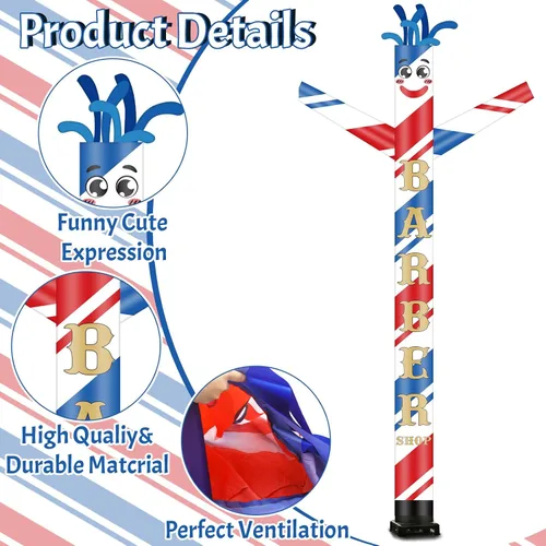 Vista 3 de Wenqik Barbería - Tubo inflable para hombre de 20 pies de alto, brazo agitador, tubo para hombre gigante, tipo marioneta bailarín loco para eventos