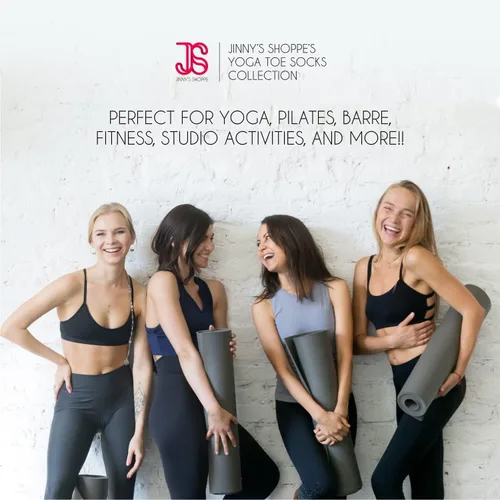 Vista 8 de Jinny's Shoppe Women's Colorful Comfortable Yoga Pilates Barre Cotton Full Toe Grip Socks with Non-Slip Non-Skid Gel Bottom