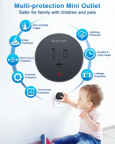 Vista 3 de ELECTOP - Toma de corriente de control remoto, interruptor de alimentación inalámbrico de 15 A/1500 W, sin cable, interruptor eléctrico de largo