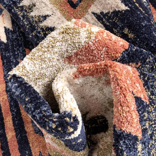 Vista 5 de Well Woven Tulsa Lea Azul Alfombra Tradicional Tribal del Suroeste 5x7 (5'3" x 7'3")