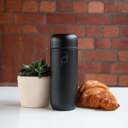 Vista 2 de Drinkpod Grunwerg HCF-200BK - Frasco de cápsula aislado al vacío, acero inoxidable, negro, 6.8 fl oz