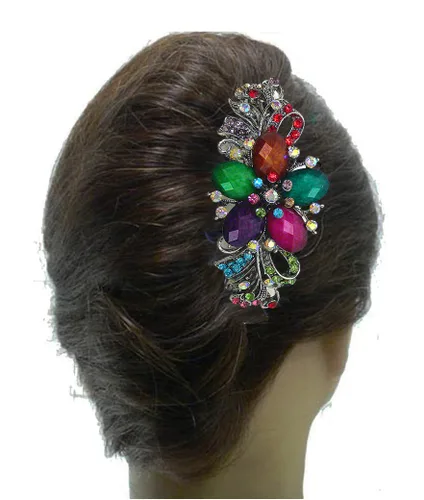 Vista 3 de Paquete de docenas de pasadores grandes jcgy con cristales brillantes, pinzas para el cabello gruesas, 1 unidad de 12 colores, 0052-D
