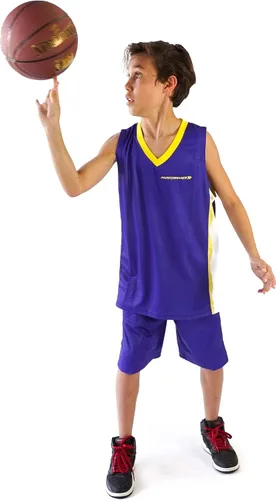 Vista 4 de Conjunto de camisetas de baloncesto prémium para niños, camisetas deportivas y pantalones cortos deportivos para jóvenes y niños de 6 a 12 años