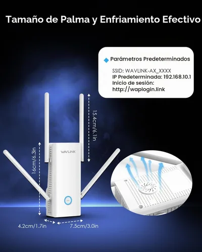 Vista 6 de WAVLINK Extensor WiFi 6 AX3000 - Extensor de Internet Amplificador WiFi con 5 Antenas de Alta Ganancia y Beamforming, Cobertura de Banda Dual