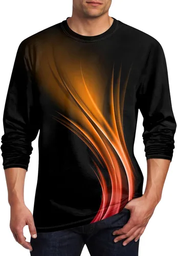 Vista 23 de Camisetas de verano para hombre, de manga larga, cuello redondo, casuales, básicas, atléticas, tallas S-4XL