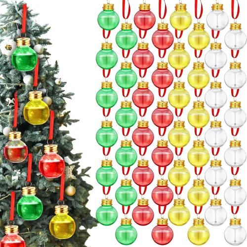 Vista 13 de Patelai 24 Piezas Bolas de Bebida de Navidad Adorno de Vaso de Chupito Adornos de Árbol de Navidad de Plástico Rellenables Bombillas de Botella