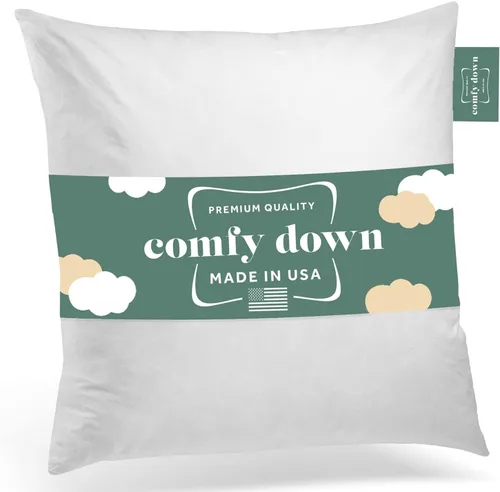 Vista 12 de ComfyDown Cojín de 12 x 12 pulgadas, relleno de plumas y plumas, funda 100% algodón, fabricada en Estados Unidos, funda de almohada decorativa suave