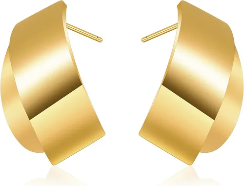 Vista 38 de KELMALL Aretes tipo argolla de oro de 14 quilates para mujer, hipoalergénicos, gruesos, redondos, no se deslustra, para orejas sensibles