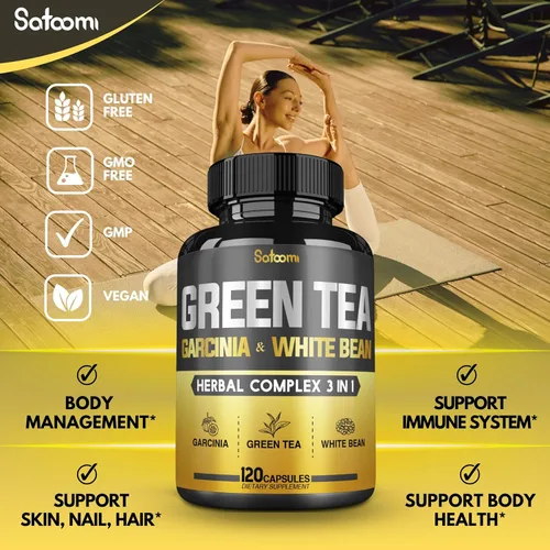 Vista 5 de Píldora de extracto de té verde EGCG 16000 mg por porción con 12000 mg de té verde, 2000 mg de Garcinia Cambogia y 2000 mg de frijol blanco - Apoya