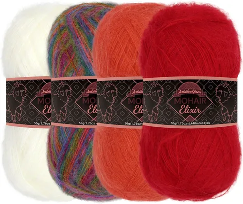 Vista 53 de JubileeYarn Mohair Elixir Yarn - 50g/Skein Baby Wool Blend - Cosmopolitan - 1 Skein