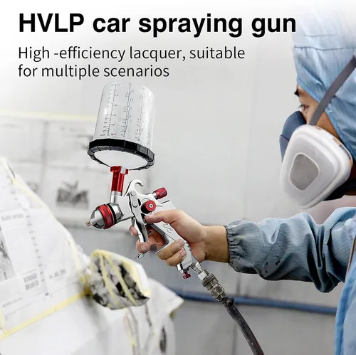 Vista 5 de HVLP Pistola de pulverización de aire alimentado por gravedad con boquillas de 1.4/1.7/2.0/0.098 in y tazas de mezcla de 650 cc, pistola de pintura