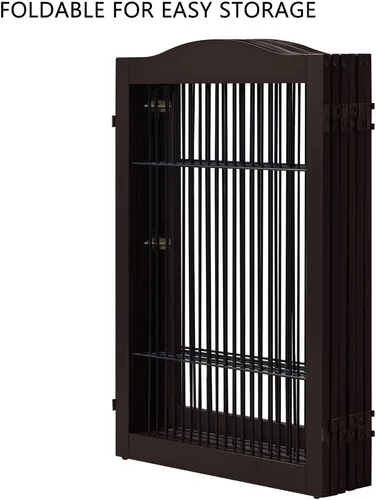 Vista 6 de beeNbkks Puerta extra ancha para mascotas, puerta independiente de 6 paneles para perros con puerta de paso y 5 pies de apoyo, valla de barrera