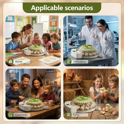 Vista 14 de Incubadora inteligente de 22 huevos, eclosión con un solo clic, control automático de humedad de temperatura, girador automático de huevos, vela
