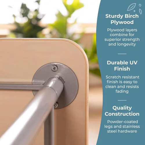 Vista 4 de Guidecraft Escritorio de pie ajustable - Triángulo: escritorio de estudio de madera para niños y adultos, mesa de altura ajustable con patas