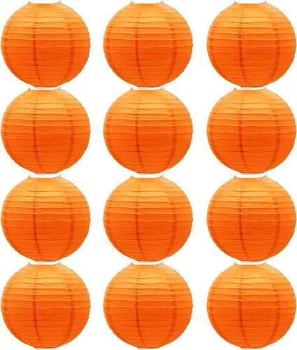 Vista 22 de Linternas de papel doradas chinas, japonesas, colgantes, redondas, para decoración de fiesta de Año Nuevo y Año Nuevo Lunar (12 unidades)