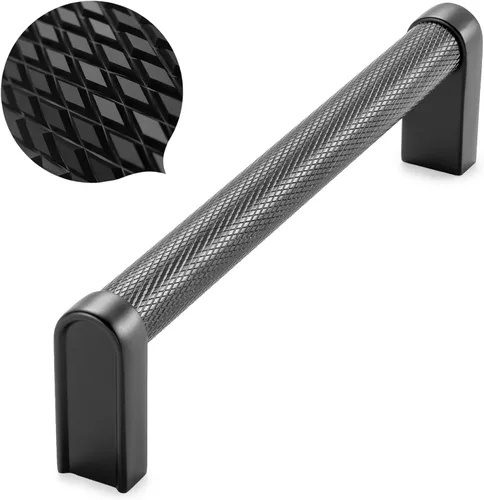 Vista 8 de Koofizo - Paquete de 10 tiradores de gabinete estriados para armario, manija negra para muebles (1.1 pulgadas/28 mm), herrajes sólidos K22