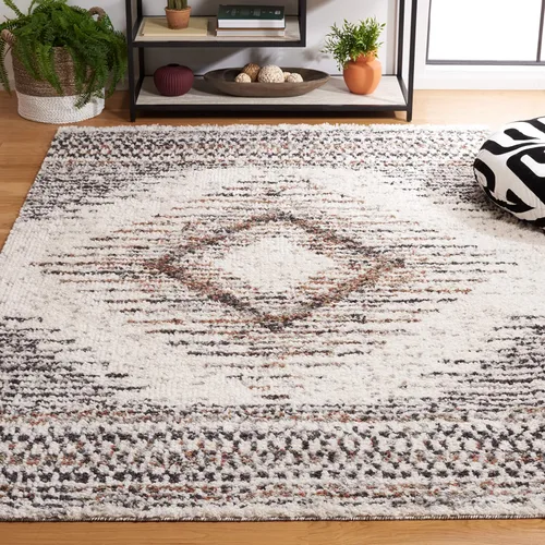 Vista 13 de SAFAVIEH Jericho Shag Collection - Alfombra de pasillo, 2 pies 3 pulgadas x 6 pies, color negro y óxido, no desprende pelusa y de fácil cuidado, 1.2