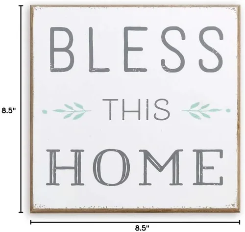 Vista 3 de DEMDACO Cuadrado de 8.5 pulgadas Bless This Home Wall Art Decoración del hogar, blanco y marrón