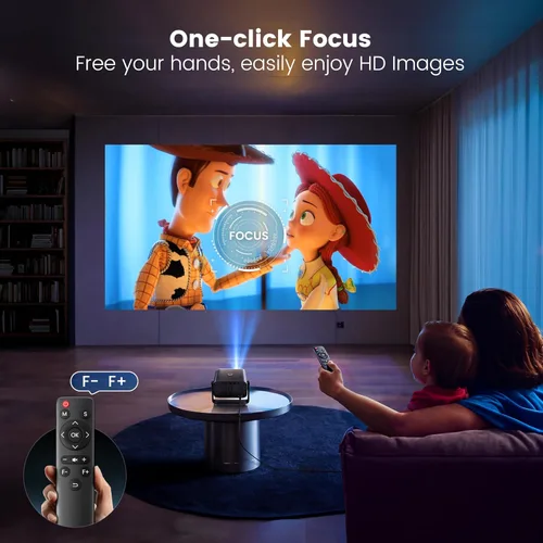 Vista 9 de Proyector con WiFi y Bluetooth – Mini Proyector de Corto Alcance [Soporte Ajustable de 145° y Enfoque Eléctrico y Auto Keystone Zoom 50%] PUTRIMS