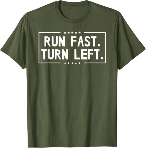 Vista 79 de Run Fast Turn Left - Camiseta para correr de pista y campo