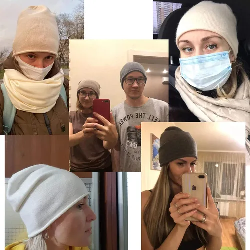 Vista 5 de jaxmonoy Gorro de punto de invierno para mujer mezcla de lana de cachemira cálido suave de punto holgado gorro de calavera