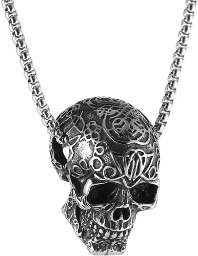 Vista 2 de Collar con colgante de motociclista de acero inoxidable estilo gótico retro para fiesta de cóctel