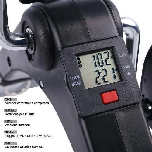 Vista 7 de Bicicleta estática plegable para debajo del escritorio, ejercitador de pedal de brazo y pierna portátil