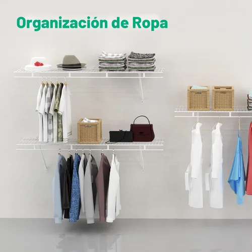 Vista 5 de HAUSHOF Estantes de Armario Montados en la Pared Paquete de 2, Estantería de Alambre Blanco de 4 pies x 12 pulgadas para Cuarto de Lavado, Armario