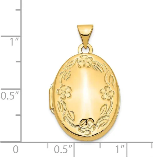 Vista 4 de Roy rosa joyas oro amarillo de 14K grabada a mano medallón 30x 23yard