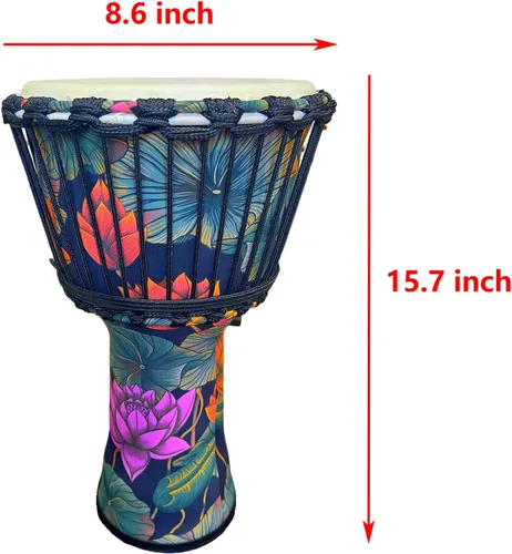 Vista 2 de Tambor africano de percusión, hecho a mano, cabeza de piel de oveja, estilo nacional