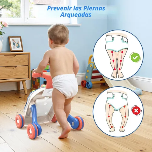 Vista 4 de QDRAGON Andador 3 en 1 y centro de actividades para niños de 12 a 18 meses Azul oscuro