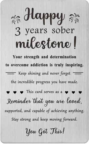 Vista 11 de TGCNQ Regalos de sobriedad de 1 mes - Regalos de recuperación para mujeres y hombres - Tarjeta de metal de aniversario sobrio de 30 días