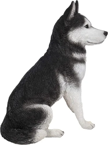 Vista 4 de HI-LINE Gift Ltd. - Husky siberiano grande en blanco y negro sentado