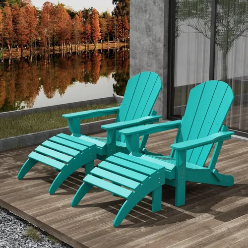 Vista 34 de WestinTrends Malibu - Silla de salón para exteriores, juego de 2 sillas Adirondack con otomana, sillas plegables de madera de polietileno para todo