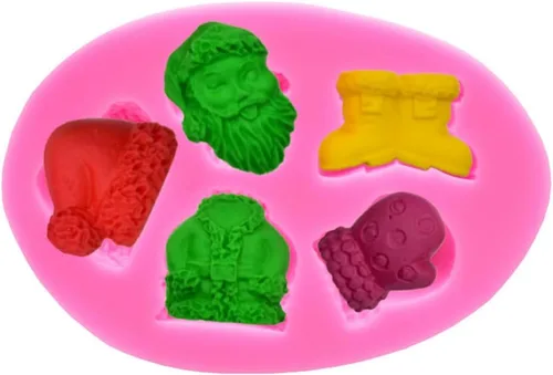 Vista 5 de Molde de silicona de Navidad para pastel de chocolate de Navidad, molde para hornear galletas, bandeja de molde de caramelo de Navidad 3D, mini