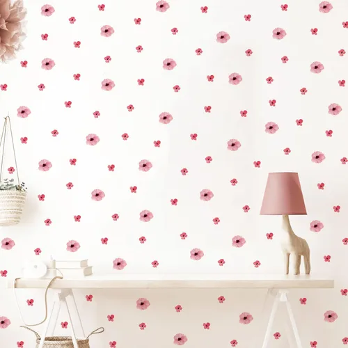Vista 3 de 208Pcs Pegatinas de Pared de Flores Boho, Calcomanías de Pared de Flores Rosas, Autoadhesivas, Flores Silvestres de Acuarela Neutrales Extraíbles