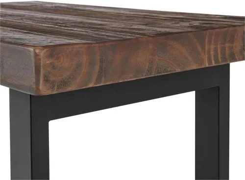 Vista 3 de Alaterre Furniture Pomona - Mesa auxiliar de madera maciza de 2 niveles con acabado natural y patas de metal, decoración moderna de granja o Marrón