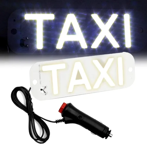 Vista 13 de Luz de taxi con enchufe Cig-arette, montaje de succión de taxi de 12 V CC en la lámpara de taxi con cubierta de viento del automóvil, 2 modos de Rojo