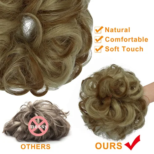 Vista 3 de OMGREAT Extensiones de cabello de moño desordenado, rizado, ondulado, recogido, sintético, para coleta, accesorios para el cabello para mujeres