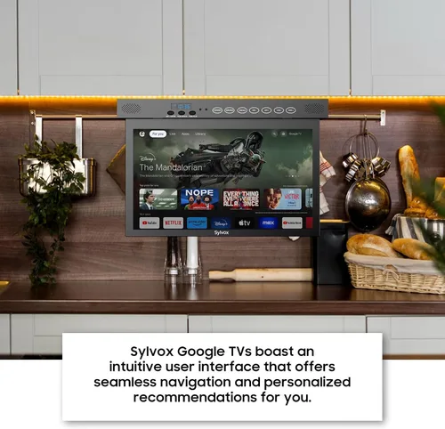 Vista 5 de SYLVOX Smart TV abatible de 15.6 pulgadas debajo del gabinete, Google TV soporta rotación de 360 grados, conexión WiFi y inalámbrica, diseño