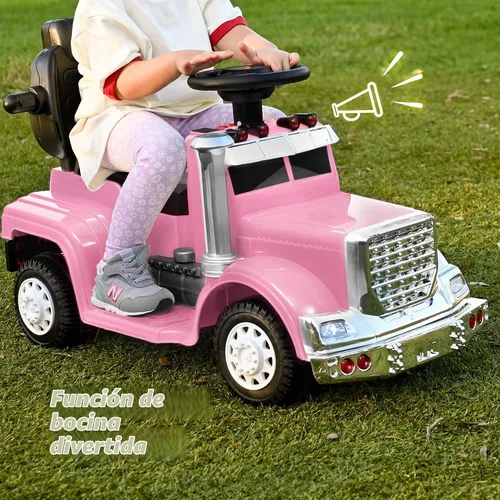 Vista 4 de Outfunny Coche de empuje 3 en 1 para niños pequeños de 1 a 3 años con mango y música Rosa