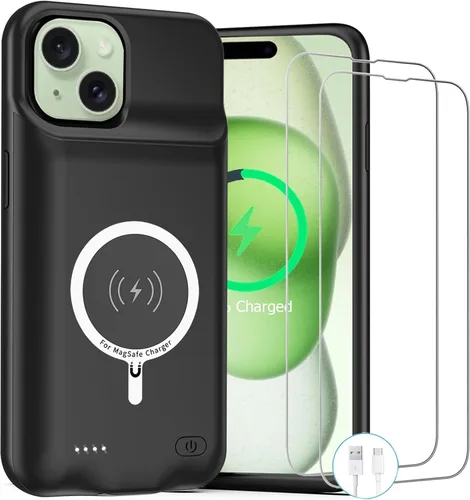 Vista 10 de Funda de batería para iPhone 11, funda de carga portátil recargable de 10000 mAh mejorada con carga inalámbrica compatible con iPhone 11