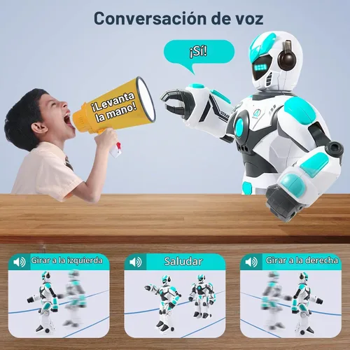 Vista 4 de HPROMOT - Robot de juguete RC Control de voz y gestos Caminar bailando cantando A partir de 6 años Gestos remotos y control de voz Paseos