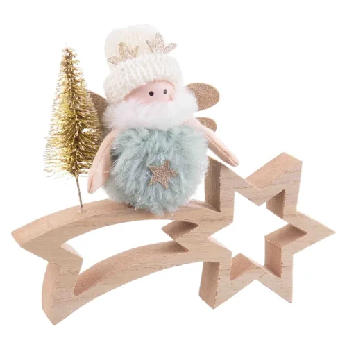 Vista 2 de Adorno Navideño Multicolor Natural Madera Tejido 18 x 6 x 16 cm