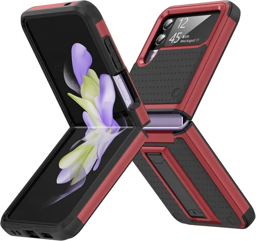 Vista 27 de Jeylly Funda para Samsung Z Flip 3, Z Flip 4, de grado militar, a prueba de golpes, con soporte estable, protección de bisagra, cubierta resistente